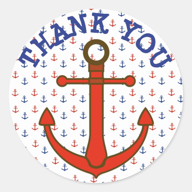 Adesivo Obrigado Stickers Red and Blue Anchors Stickers (Frente)