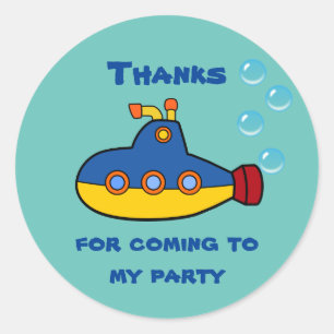 Adesivo Obrigado submarino do aniversário do brinquedo