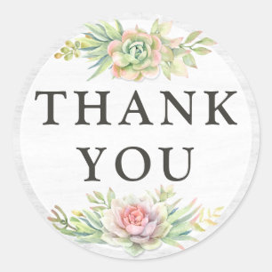 Adesivo Obrigado Suculenta Cacto Aquarela Madeira Rústica