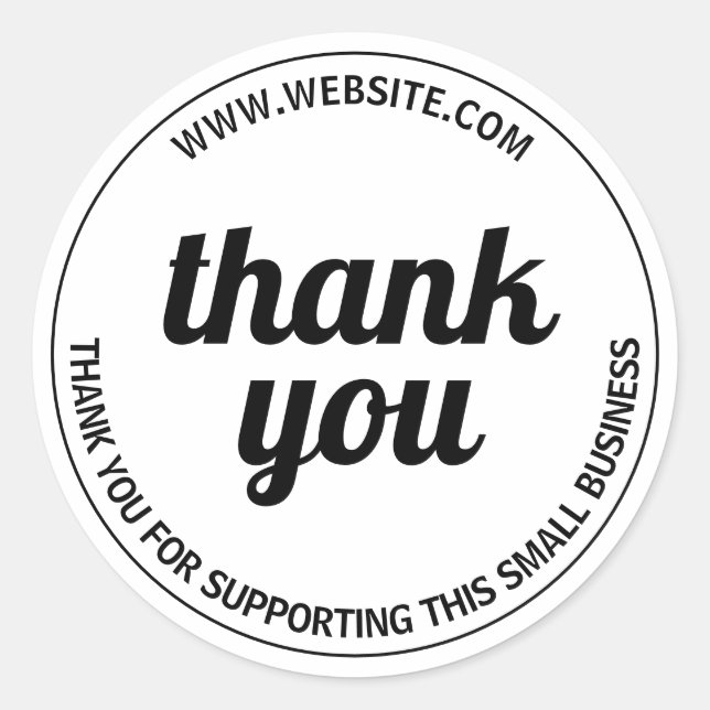 Adesivo Obrigado Suporte para Pequenas Empresas Clássico R (Frente)