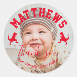 Adesivo Obrigado T rex você aniversário de criança Dinossa