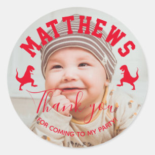 Adesivo Obrigado T rex você aniversário de criança Dinossa