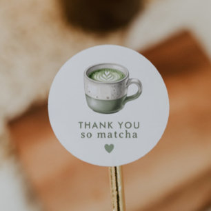 Adesivo Obrigado tão Matcha Chá verde baby shower