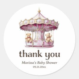 Adesivo Obrigado Teddy Bear Twin Chá de fraldas Sticker