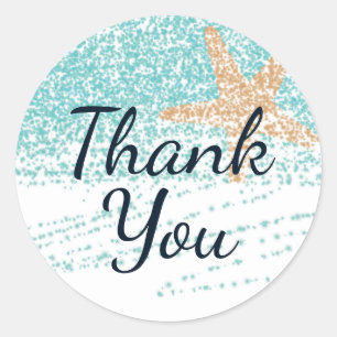 Adesivo Obrigado temático da estrela do mar da praia voc