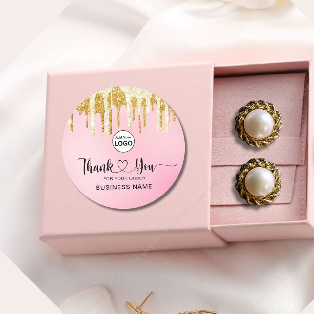 Adesivo Obrigado tipografia blush rosa dourado brilho ombr (Criador carregado)