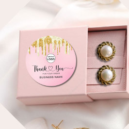 Adesivo Obrigado tipografia blush rosa gold glitter ombre