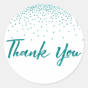 Adesivo Obrigado Tipografia com Teal Glitter Confetti