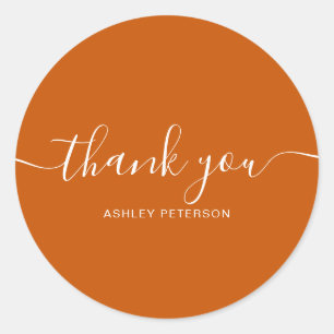 Adesivo Obrigado tipografia elegante chic queimado laranja