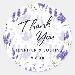Adesivo Obrigado Tipografia, Flores De Lavanda De Aquarela