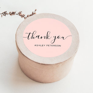 Adesivo Obrigado tipografia pastel rosa minimalista