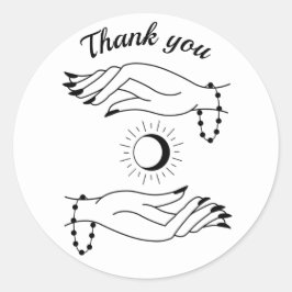 Adesivo Obrigado, traça a linha preta mãos bracelete sol