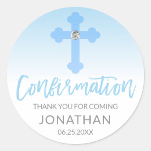 Adesivo Obrigado transversal azul branco do menino da