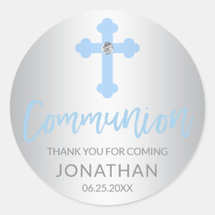 Adesivo Obrigado transversal azul de prata moderno do