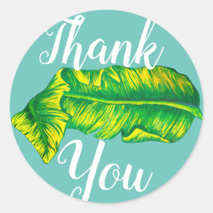 Adesivo Obrigado tropical da folha da banana você