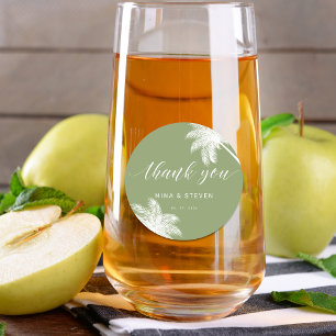 Adesivo obrigado tropical de palmeira verde você casamento