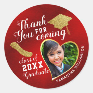Adesivo Obrigado Turma de Formatura de 2026 Red Gold White