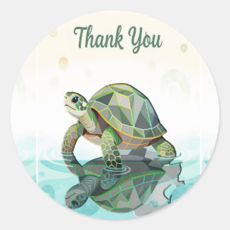 Adesivo Obrigado Turtle Round Sticker