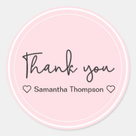 Adesivo Obrigado Typografia Nome Blush Pink Chá de fraldas