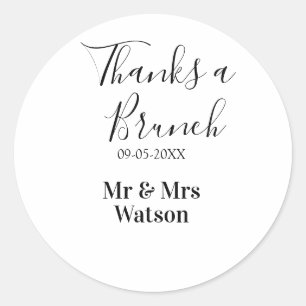 Adesivo Obrigado um brunch pós-casamento nome data simples