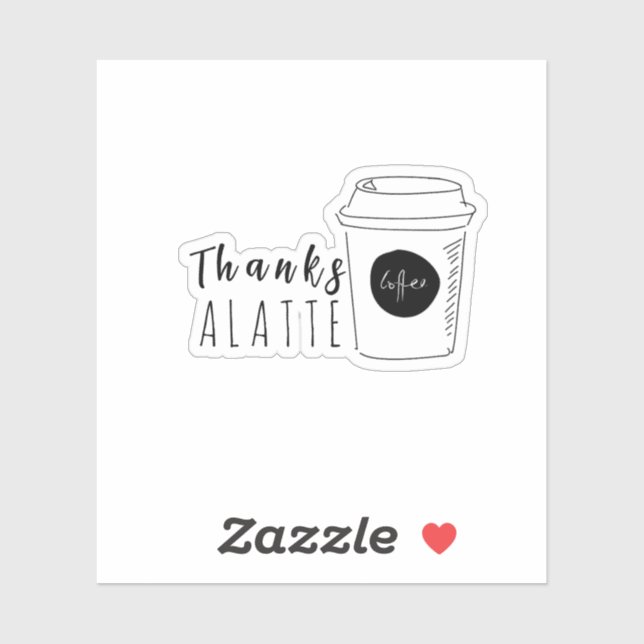Adesivo Obrigado um logotipo de café latte (Folha)