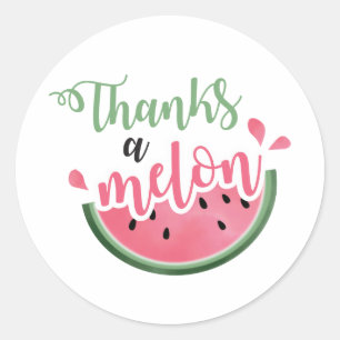 Adesivo Obrigado um Melão Melancia primeiro aniversário Ob