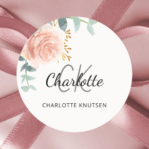 Adesivo Obrigado verde rosa de ouro floral