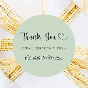 Adesivo Obrigado verde sábio, casamento de coração