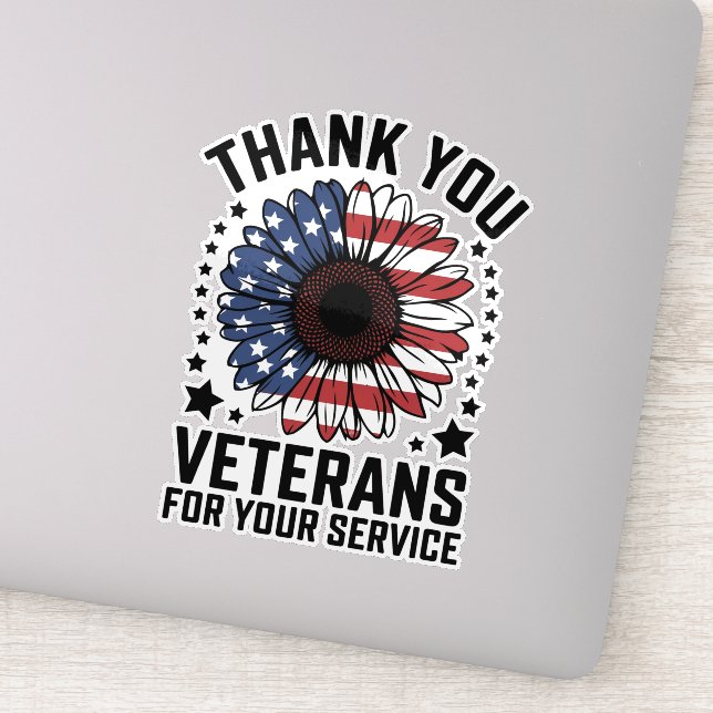 Adesivo Obrigado Veteranos Militares de Girassol Dia dos V (Detalhe)