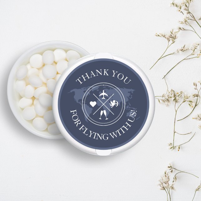Adesivo Obrigado Viagem Casamento Mundo Marinho Azul (Thank you wedding stickers, travel themed, perfect for mints as a wedding favors)