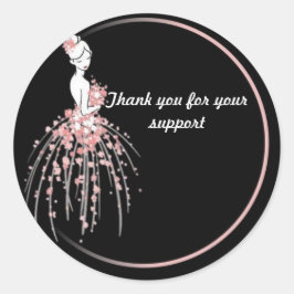 Adesivo Obrigado Vinhetas - Design de Vestido Floral Rosa