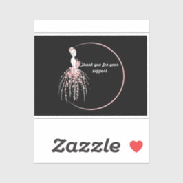 Adesivo Obrigado Vinhetas - Design de Vestido Floral Rosa