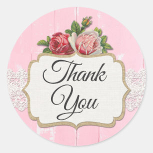 Adesivo Obrigado vintage de madeira rústico do chique