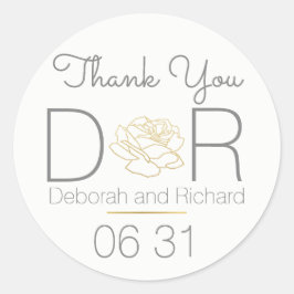 Adesivo obrigado você. rosa floral.