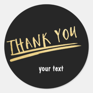 Adesivo OBRIGADO VOCÊ, Vinheta Chic Preta e Dourada