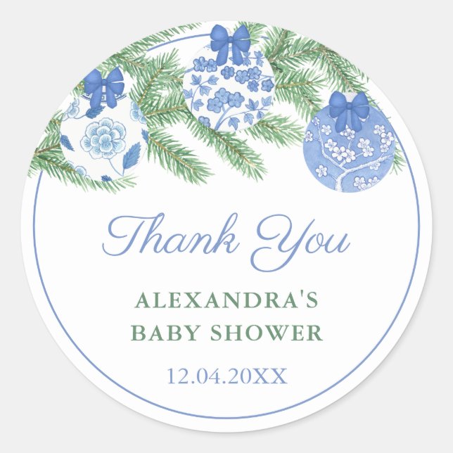 Adesivo Obrigado Watercolor Holidays Baubles Favor do Chá (Frente)