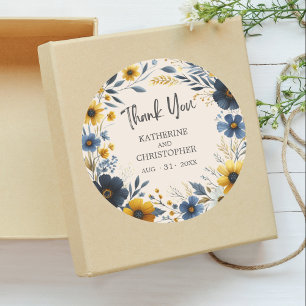 Adesivo Obrigado Watercolor Wildflower Elegant Wedding