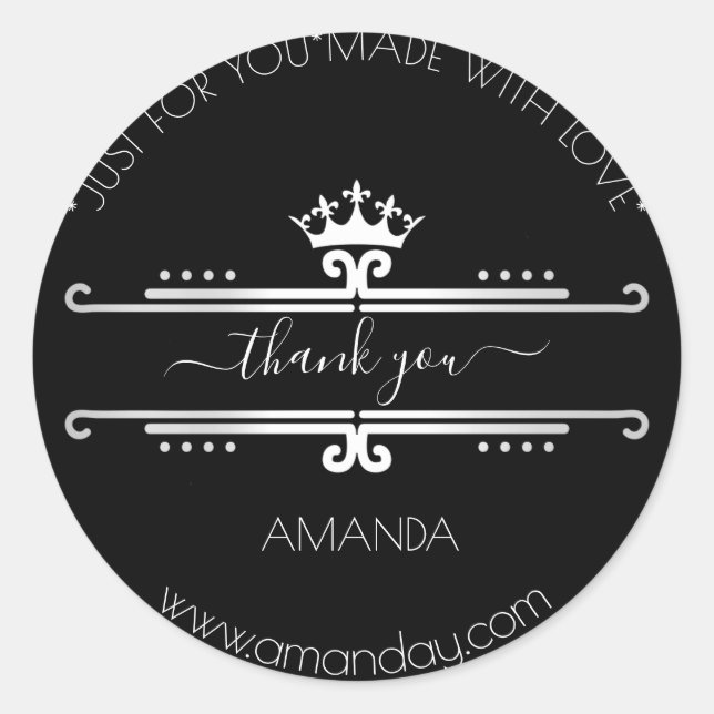 Adesivo Obrigado Web Boutique Nome do Compro Black Crown (Frente)