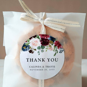 Adesivo Obrigado Wedding do buquê     de Borgonha você