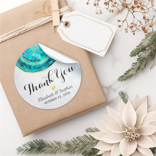 Adesivo Obrigado Wedding você ágata Dourado Geode da