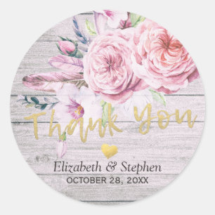 Adesivo Obrigado Wedding você madeira rústica floral da