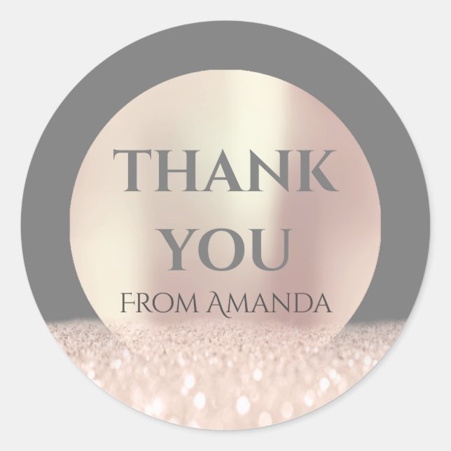 Adesivo Obrigado Yu Nome White Rose Blush Cinza Brilhante (Frente)