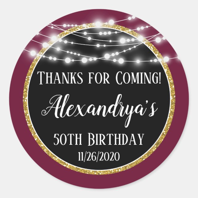Adesivo Obrigados Burgundy Black Birthday Para Os Próximos (Frente)