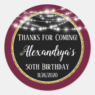 Adesivo Obrigados Burgundy Black Birthday Para Os Próximos