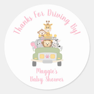 Adesivo Obrigados Conduzindo Por Chá De Bebê Safari Anim