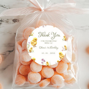 Adesivo Obrigados de aniversário de Fazendas de primeiro a