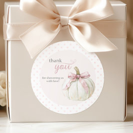 Adesivo Obrigados de Bolinhas rosa-abóbora brancas