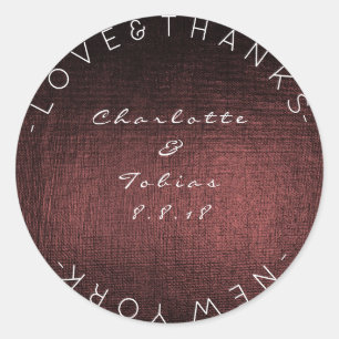 Adesivo Obrigados de Casamento Personalizados Maroon da Bo