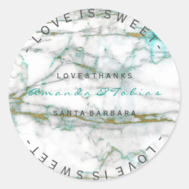 Adesivo Obrigados de Casamento Personalizados Mint Dourado