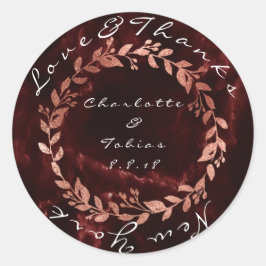 Adesivo Obrigados de Casamento Rosa Faux Marble Burgundy M